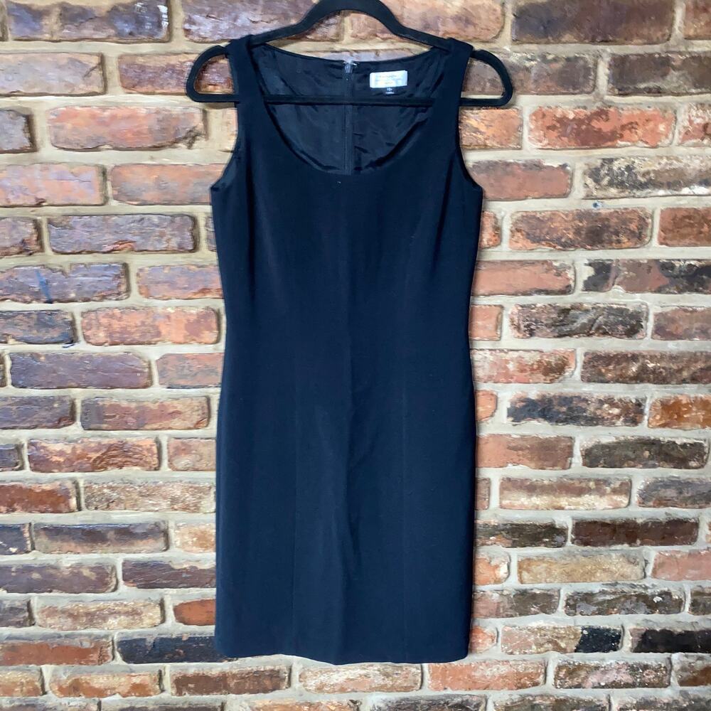 Tahari Arthur S Levine Black Sleeveless Knee Length Sheath Pencil Dress Size 2P